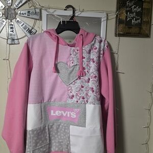 CUSTOM MADE Levi's Pink and Gray Hoodie